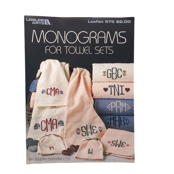 Vintage Cross Stitch Patterns, Monograms for Towel Sets by Sandra Graham Case - Picture 1 of 2